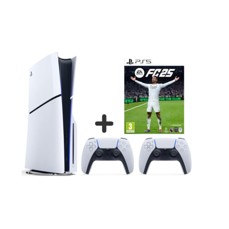 SONY PLAYSTATION 5 SLIM DISC SU DVIEM PULTELIAIS + FC 25