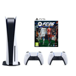 SONY PLAYSTATION 5 DISC SU DVIEM PULTELIAIS + FC 26 ( ne naujas, bet geros būklės)