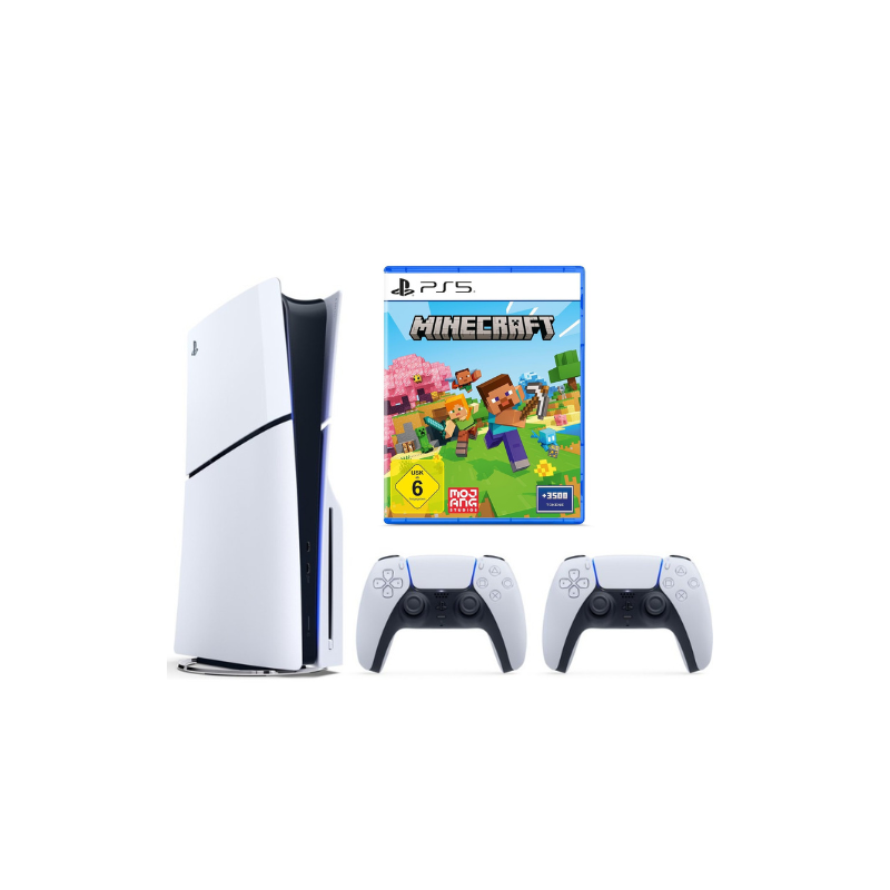 SONY PLAYSTATION 5 SLIM DISC + PAPILDOMAS PULTAS + MINECRAFT naudotas